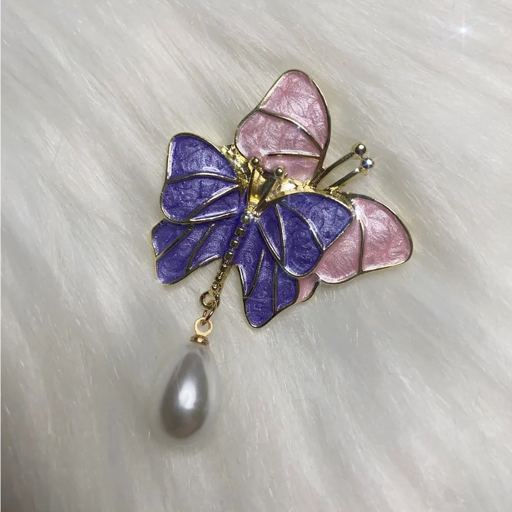 Enamel butterfly brooch pin